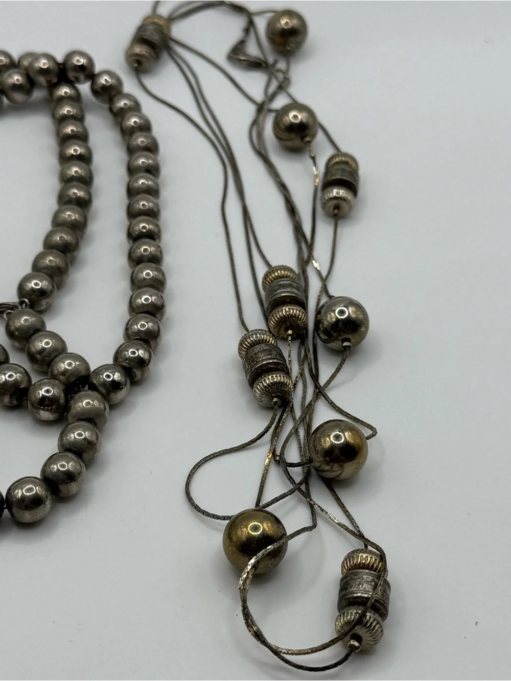 Metal Silver tone Beaded Necklace Set